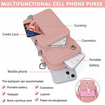 PALAY® Crossbody Phone Bag for Women Mini Wallet Shoulder Crossbody Phone Bag with Earphone Cable Hole Wallet Clutch Bag for Women, Phone Bag for 7.2'' Phone, Pink