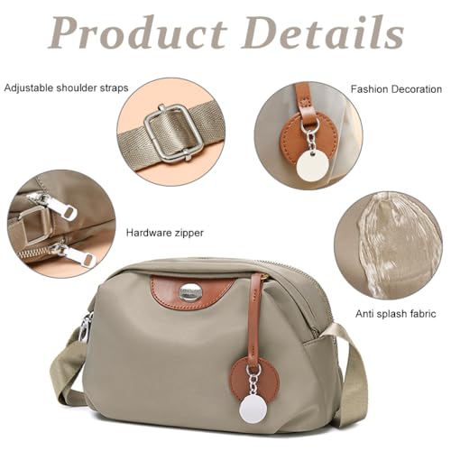 PALAY® Fashion Women Crossbody Bag Casual Nylon Daily Shoulder Double Layer Waterproof Messenger Versatile for Commuting Travel 2 PCS