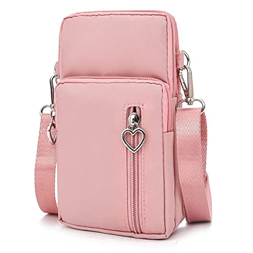 PALAY® Crossbody Phone Bag for Women Mini Wallet Shoulder Crossbody Phone Bag with Earphone Cable Hole Wallet Clutch Bag for Women, Phone Bag for 7.2'' Phone, Pink