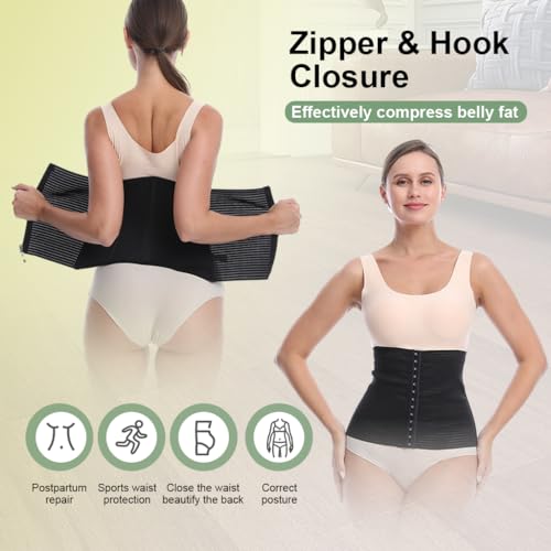 PALAY® Waist Trainer for Women Workout Waist Cincher Tummy Control Corset Shapewear Sports Girdle Slim Body Shaper with Zipper, XL