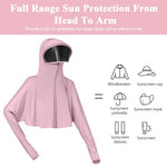 PALAY® Sun Protection Clothing Women UPF 50+ Protective Sun Protection Clothing Long Sleeve Ice Silk Protective Sun Protection Clothing with Removable Sun Visor, Pink