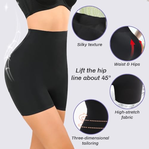 PALAY® Butt Lifter Padded Underwear Women Hip Pads Enhancer Shapewear Shorts Seamless Tummy Control Panties Shaper Fake Pad S Black 3PCS