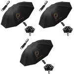 PALAY® Large Umbrella for Men Women with Reflective Strap 50 Inch Automatic Open Close Windproof Travel Folding Reinforced 10 Dual Ribs 99 UV Protection Carabiner Handle Design 3PCS
