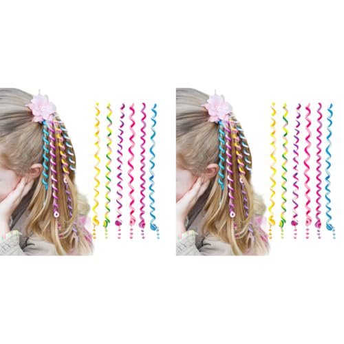 PALAY® 12PCS Spiral Hair Braids Makers 10in Braided Band Clip Elastic Braiding Tool Rope Beads Charms Easy Twister Cute Styling Accessories for Girls Kids Party Festival