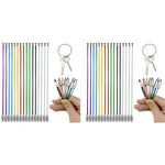 PALAY® 32PCS Stainless Steel Keychain, 1.5mm Coated Wire Keychain Cable Large Key Rings for Luggage Tags, Key Tags, Keyrings, Kitchen Utensils (15cm*1.5mm)