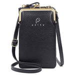 PALAY® Women Crossbody Phone Bag Ladies Wallet Small Soft PU Leather Cell Phone Purse Mini Shoulder Bag with Strap Card Slots (Black)