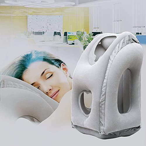 PALAY® Inflatable Travel Pillow, Inflatable Neck Air Pillow for Sleeping, Support Head, Chin, Neck and Lumbar, Avoid Neck & Shoulder Pain, Comfortable for Airplane, Car, Polyvinyl Chloride, Grey