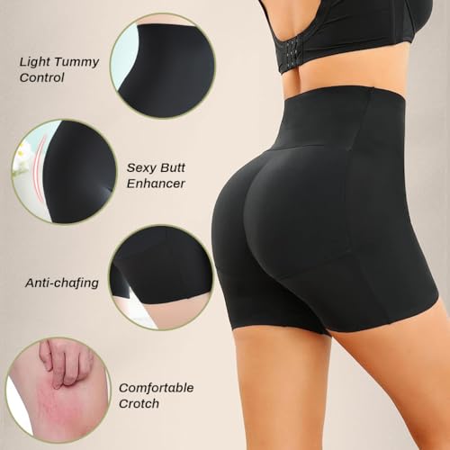 PALAY® Butt Lifter Padded Underwear for Women Hip Pads Enhancer Shapewear Shorts Seamless Tummy Control Panties Shaper Fake Pad XL Black 2PCS