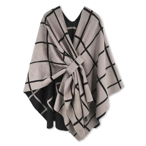 PALAY® Women's Shawl Wrap Winter Shawl Indoor Outdoor Fashion Checked Women Shawl 51 x 59 inches Warm Dacron Shawl for Women Birthday Gift