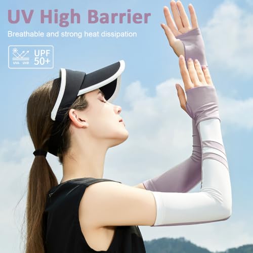PALAY® Hand Cover Arm Sleeves for Women, UV Protection Arm Sleeves, Summer UPF 50+ Sun Protection Gloves for Women Bike Golf Hiking Driving - Quick Dry, Breathable