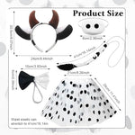 PALAY® Animal Tutu Skirt Costume Set, Halloween Animal Costume Accessories Headband Tail Ears Bow Tie Tail Tutu for Toddler Kids Fancy Dress Up Birthday Costume Cosplay, Cow