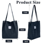 PALAY® Tote Bag Corduroy Solid Color Hand Bag for Women Shoulder Bag for Shopping, Commuting, Shopping Bag, Large Grocery Bag, Dark Blue