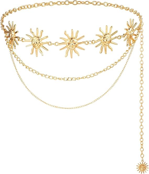 PALAY Chain Waist Belt for Women featuring 3 Layer Metal Design in Gold for Dresses and Jeans