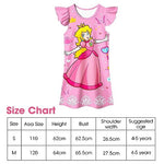 PALAY® Girls Dress Princess Peach Dress Costume for Toddler Kids, Cartoon Ruffle Sleeve Summer Homewear Dresses Silk-Feel Party Dress for Girls 5-6 Years Old Gift, Pink