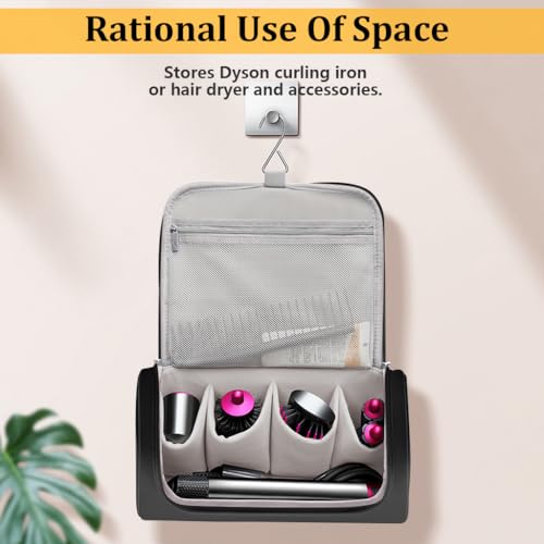 MAYCREATE® Estuche de Viaje para Dyson, Bolsa de Almacenamiento de Air Wrap, Impermeable de PU Mejorada, Organizador de Shark Flexstyle, Funda de Almacenamiento Portátil con Gancho para Colgar (Negro)