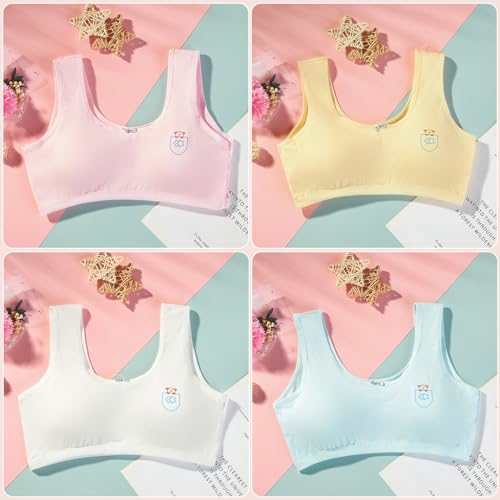 PALAY® 4Pack Training Bras for Teen Girls 8-14 Seamless Cotton Bralettes Sports Vest Girls Sports Bra, L