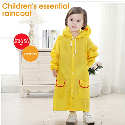 GUSTAVE® Raincoat for Kids Boys Girls with Hood, Polyester Rain Ponchos with Pockets and School Bag Coverage, Raincoat for 3-7 Years Old Kids