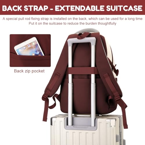 PALAY® Girls Backpack School with Small Zipper Pouch Fashion Red Nylon Padded Shoulder Straps Handle Design Multi Compartment Large for Camping Travel 3 PCS