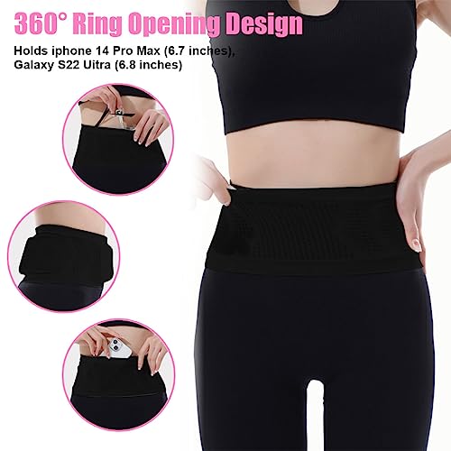 PALAY® Slim Running Belt Bag with Hook Elastic Open Waist Bag for Keep Phone, Keys, Earbuds, Waist Bag with Large Capacity Running Waist Pack for Workouts, Exercise, Cycling, Travel