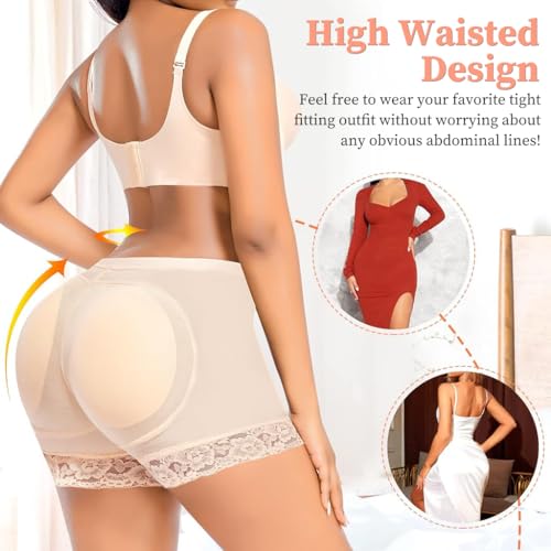 PALAY® Hip Pads for Women Underwear Butt Lifter Panty Invisible Body Shaping Lifting High Waist Enhancer Shorts XL Beige 2PCS