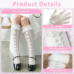 PALAY® Lace Topped Calf-Length Socks for Girls Lolita Fashion Kawaii Bow Summer Breathable Trim Stockings for Jane Shoes Dress Uniform 3 PCS