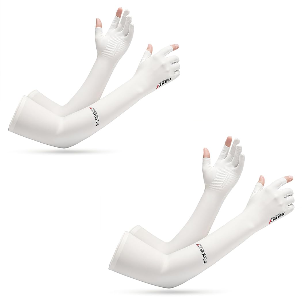 PALAY Hand Gloves for Sun Protection with Open Finger Tips and Ice Silk Cool Fabric | 2 Pairs