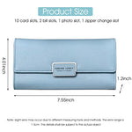 PALAY® Leather Solid Color Wallet for Girl,Card Holder Card Pouch Snap Button Closure-Blue