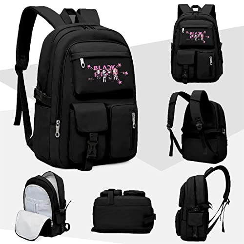 PALAY® Blackpink Bags For Girls School Backpack Blackpink KPOP Theme Prints With USB Charging and Headset Port Backpack for Student College School Bag for Girls Boys