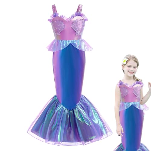 SNOWIE SOFT® Mermaid Dress for Kids Girls - Little Mermaid Costume for Girls with Bag Princess Dress for Girls 5-6 Years Birthday Gift