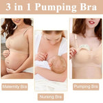 PALAY® Breastfeeding Bra Nursing Bra for New Moms Easy Release Clasp Design Breathable Nylon Nursing Bra Detachable Bra Cups Seamless Breastfeeding Bra, Beige, XL