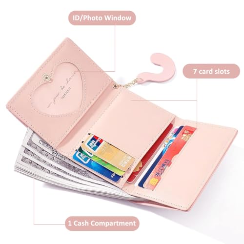 PALAY® Small Wallet for Women Fashion Girls Cute 3D Cat Face Glitter Ears Wallet with Tail Tri-Folded Wallet ID Card Case with Zipper Pocket