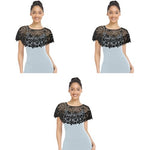 PALAY® Knitted Shawl Capes for Women Crochet Floral Pattern Poncho Cover Up Shawl Beach Wear Knitted Loose Shrugs Top for Women for Off-shoulder, Beachwear, Gown, Strapless, Black 3 PCS