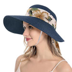 PALAY® Beach Straw Sun Visors for Women Espadrille Bowknot Sunhat Women Gardening Outdoor Sunhats Sun Protection Packable - Blue