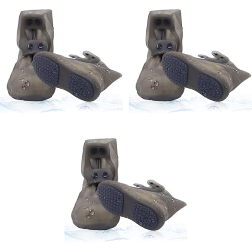 PALAY® Silicone Shoe Covers for Kids Men Women with Double-Breasted Anti-Slip Waterproof TPE Sole Wear-resistant Reusable for Rainy Season Size 4-5 3 PCS