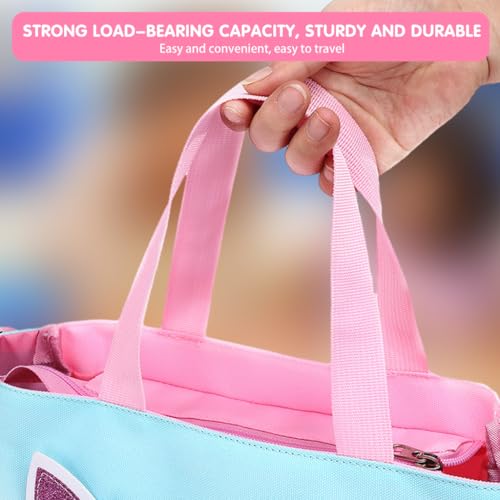 PALAY® Girls School Bag 2 in 1 Book Bag Handbag with Shoulder Belt Pink Unicorn Book Bag for Schoolgirls Book Tote Bag Large Crossbody Book Bag School Gift Daily Item Handbag for Girls 6-12 Years Old