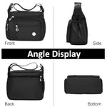 PALAY® Womens Crossbody Bag Nylon Waterproof Multipocket Sling Adjustable Shoulder Strap Black 25x21x10cm 3 PCS