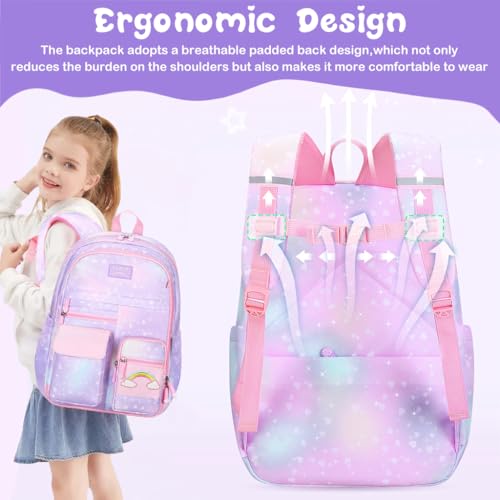 PALAY® School Backpacks For Girls Gift Kids 6-12 Years Old Pink 2 PCS