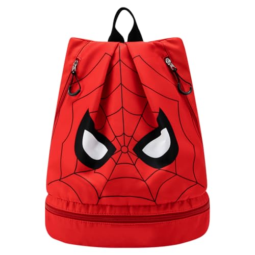 PALAY® Swimming Bag for Kids Spider Man Print Shoulder Bag for Kids Large Capacity Backpack for Boys Girls Wet Dry Separation Beach Bag