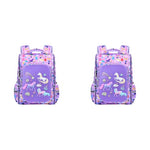 PALAY® Girls School Backpack Unicorn Cartoon Primary Bookbag for Travel Camping Waterproof Burden Relief Gift Kids 5-10 Years Old Purple 2 PCS
