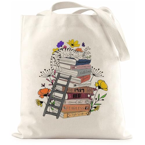 PALAY® Taylor Tote Bag with Zipper Inner Pocket Singer Album Inspired Fans Gifts Music Lovers Reusable Canvas Bags