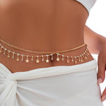 PALAY® Waist Chain for Women Stylish Sexy Dual Layer Metal Belly Hip Chain Fashion Ladies Rhinestone Stars Pendent Waist Chain for Saree, Crop Tops, Bikinis, Lehengas - 26-41 Inch