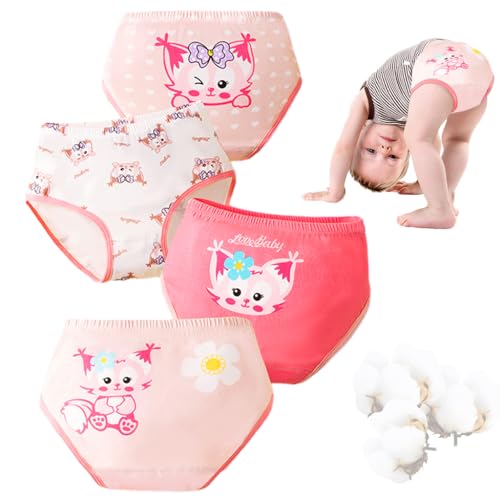 PALAY® 3 Pack Little Girls' Soft Cotton Underwear Toddler Undies Kids panties, Cartoon Pure Comfort Underwear for 2-3 Years Old, M