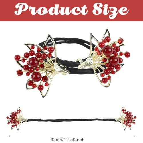 PALAY® Hair Bun Accessories for Women Red Pearl Easy Hair Bun Maker for Hair Metal Bun Clips for Hair Stylish Flower Twist Bun Shaper for Women Ladies Daily, Party, Wedding