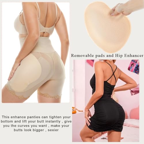 PALAY® Hip Pads for Women Hip Dip Enhancer Shapewear High Waist Butt Lifter Pad Panties Apricot XL 2PCS