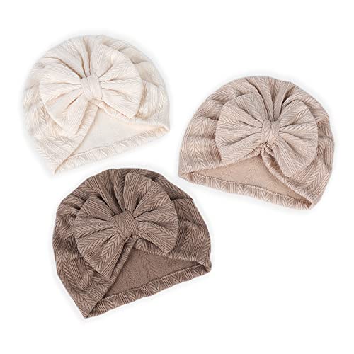 PALAY® 3pcs Cap for Baby Girl Boy, Lovely Bow Caps for Babies, Soft Warm Baby Cap 0-3 Month Baby Girl 3-12 Months, Infant Hat Newborns Shower Gifts