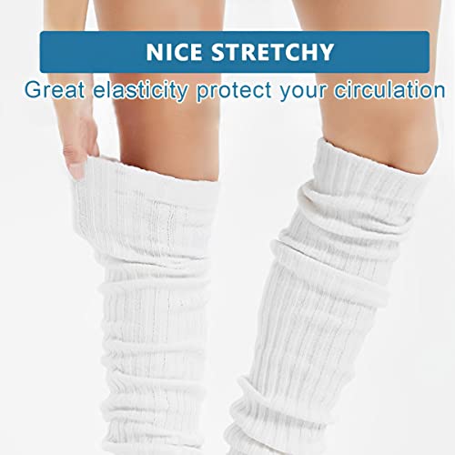 PALAY® Leg Warmers for Women Girls Knit Ribbed Leg Warmer Calf Cuffs Stocking 80s Fall Winter Boot Socks for Party Sports Yoga - Cream White