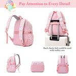 PALAY® Girls Shool Backpack Set of 3Pcs Girls Shool Backpack Hand Bag and Pencil Pouch Set Vibrant Pink Print Schoolgirls Backpack Large School Backpack Set School Gift Children's Day Gift