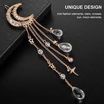 PALAY® Hair Clips Stylish Latest Rhinestone Hair Side Pins Bridal Clips Headpieces Moon Tassel Hair Juda Pins Clips Hair Accessories Girls - 2 Pcs, Gold