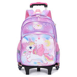 PALAY® Unicorn Print School Backpack for Girls Travel BackPack for Girl School Bag on Wheel Detachable Wheel Stand Gift School Bag for Girls Primary Student