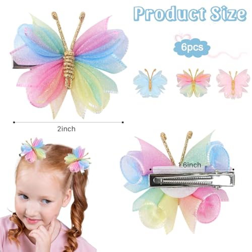 PALAY® Hair Bows for Kids Girls Cute Bow Hair Clips for Girls Barrettes Hair Accessories for Girl Teens (Butterfly)